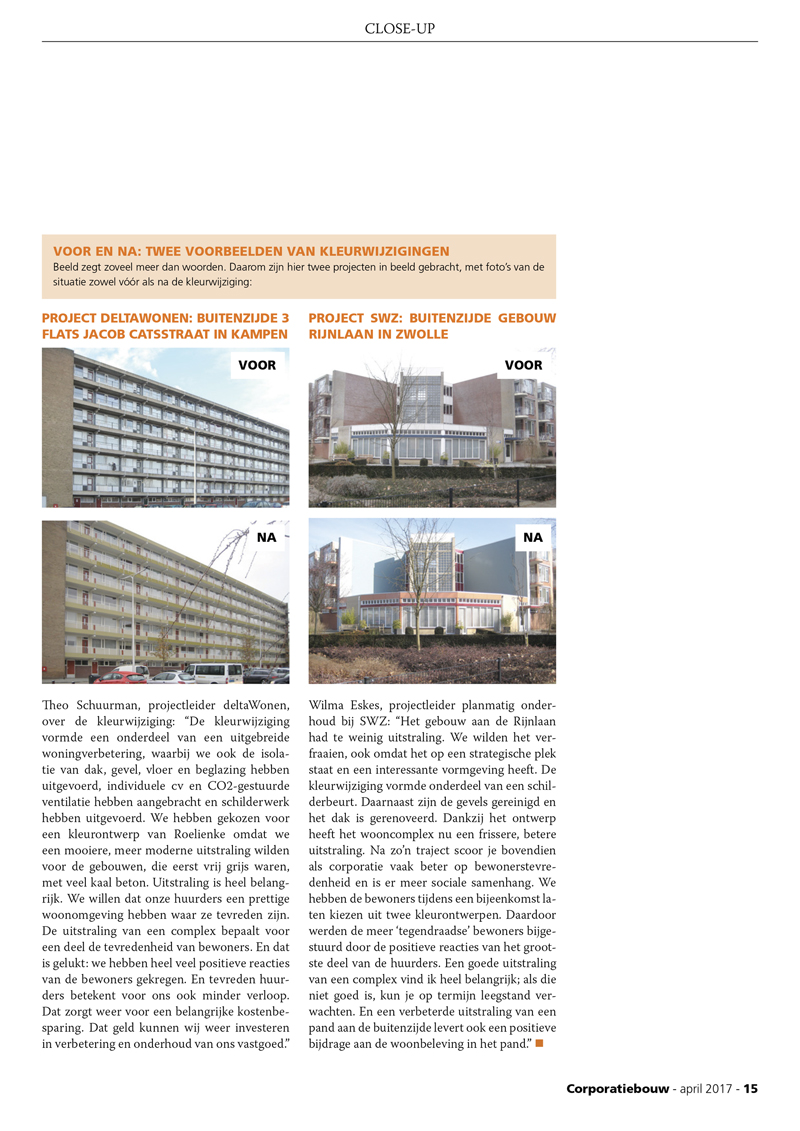 kleurontwerp voor corporatievastgoed artikel Roelienke media kleurontwerp publicatie tijdschrift corporatiebouw pagina 2